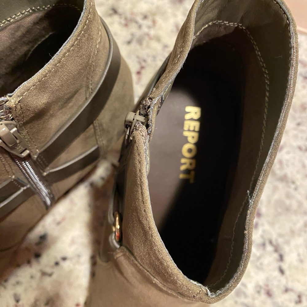 Report Green Ankle Boots with Side Zipper